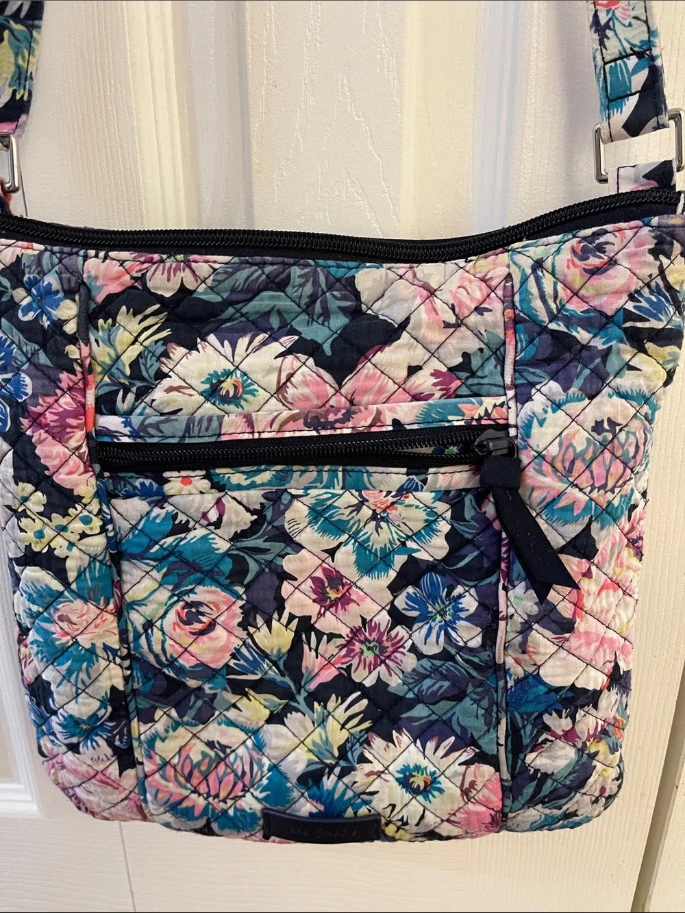 Vera Bradley Floral Quilted Crossbody in Navy, Teal & Pink